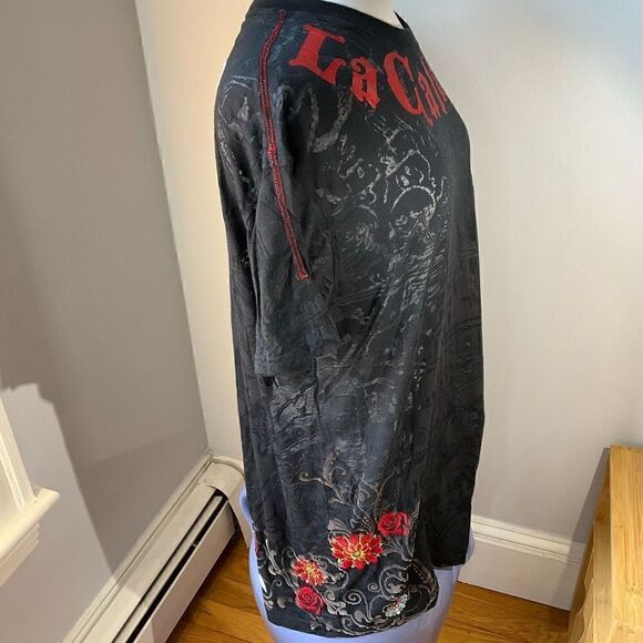 La Cosa Nuestra 2X, Black Sheer TShirt. So cool! Skulls, Roses, Mexico. RARE.5/5 - Picture 2 of 10